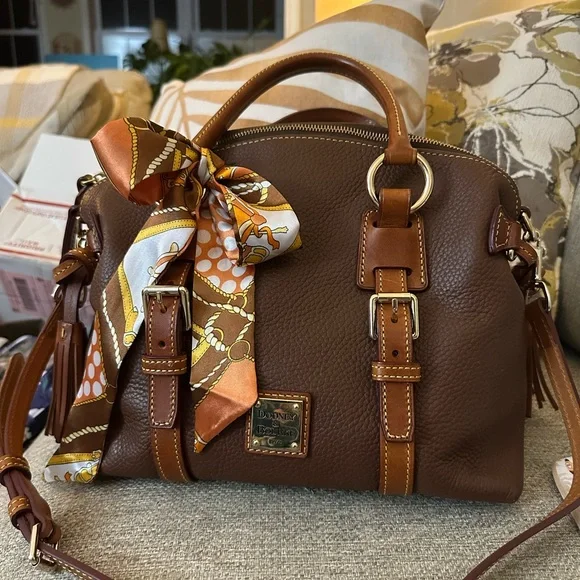 Dooney & Bourke Bristol Brown Italian Pebbled Leather Satchel & Shoulder Bag